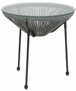 Flash Furniture - Valencia Round Contemporary Glass Rattan Table - Grey