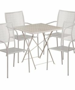 Flash Furniture - Oia Outdoor Square Contemporary Metal 5 Piece Patio Set - Light Gray 0