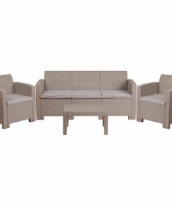 Flash Furniture - Seneca Outdoor  Contemporary Resin 4 Piece Patio Set - Light Gray 0