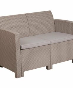 Flash Furniture - Seneca Patio Lounge Loveseat - Light Gray