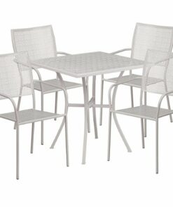 Flash Furniture - Oia Outdoor Square Contemporary Metal 5 Piece Patio Set - Light Gray 1