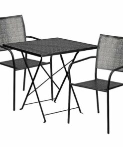 Flash Furniture - Oia Outdoor Square Contemporary Metal 3 Piece Patio Set - Black 1