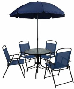 Flash Furniture - Nantucket Outdoor Round Contemporary Metal 6 Piece Patio Set - Navy
