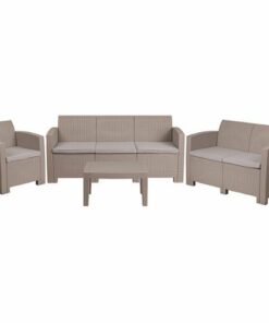 Flash Furniture - Seneca Outdoor  Contemporary Resin 4 Piece Patio Set - Light Gray 2