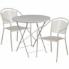 Flash Furniture - Oia Outdoor Round Contemporary Metal 3 Piece Patio Set - Light Gray 0