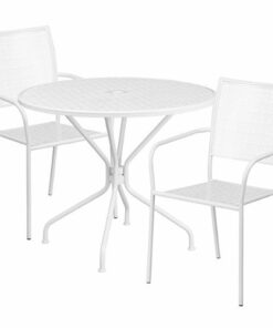 Flash Furniture - Oia Outdoor Round Contemporary Metal 3 Piece Patio Set - White 1