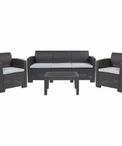 Flash Furniture - Seneca Outdoor  Contemporary Resin 4 Piece Patio Set - Dark Gray 0
