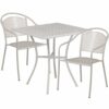 Flash Furniture - Oia Outdoor Square Contemporary Metal 3 Piece Patio Set - Light Gray 1