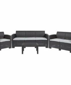 Flash Furniture - Seneca Outdoor  Contemporary Resin 4 Piece Patio Set - Dark Gray 1