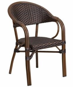 Flash Furniture - Lila Patio Chair - Dark Brown Rattan/Red Bamboo-Aluminum Frame 0