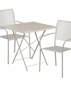 Flash Furniture - Oia Outdoor Square Contemporary Metal 3 Piece Patio Set - Light Gray 2