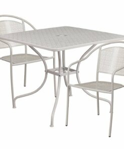 Flash Furniture - Oia Outdoor Square Contemporary Metal 3 Piece Patio Set - Light Gray 3