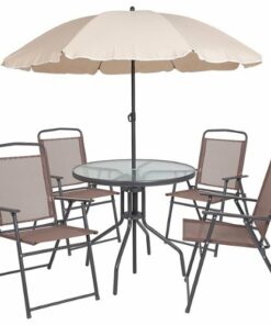 Flash Furniture - Nantucket Outdoor Round Contemporary Metal 6 Piece Patio Set - Brown