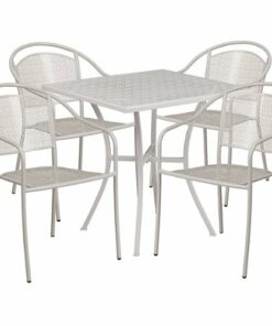 Flash Furniture - Oia Outdoor Square Contemporary Metal 5 Piece Patio Set - Light Gray 2