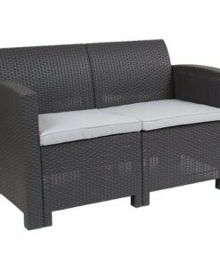 Flash Furniture - Seneca Patio Lounge Loveseat - Dark Gray