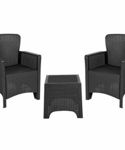 Flash Furniture - Seneca Outdoor Square Contemporary Resin 3 Piece Patio Set - Dark Gray