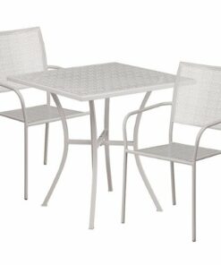 Flash Furniture - Oia Outdoor Square Contemporary Metal 3 Piece Patio Set - Light Gray 5