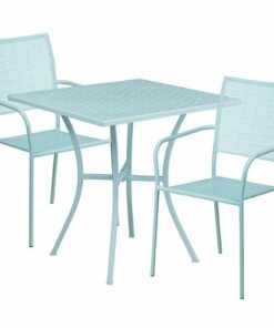 Flash Furniture - Oia Outdoor Square Contemporary Metal 3 Piece Patio Set - Sky Blue 1