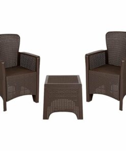 Flash Furniture - Seneca Outdoor Square Contemporary Resin 3 Piece Patio Set - Chocolate