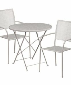 Flash Furniture - Oia Outdoor Round Contemporary Metal 3 Piece Patio Set - Light Gray 3