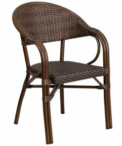 Flash Furniture - Lila Patio Chair - Cocoa Rattan/Bamboo-Aluminum Frame