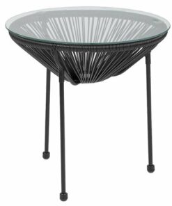 Flash Furniture - Valencia Round Contemporary Glass Rattan Table - Black