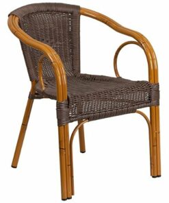 Flash Furniture - Lila Patio Chair - Dark Brown Rattan/Red Bamboo-Aluminum Frame 1