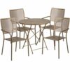 Flash Furniture - Oia Outdoor Round Contemporary Metal 5 Piece Patio Set - Gold 3