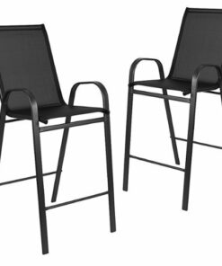 Flash Furniture - Brazos Modern Fabric Patio Barstool (set of 2) - Black