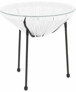 Flash Furniture - Valencia Round Contemporary Glass Rattan Table - White