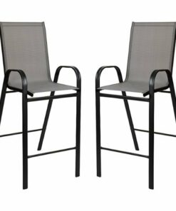 Flash Furniture - Brazos Modern Fabric Patio Barstool (set of 2) - Gray