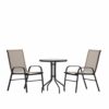 Flash Furniture - Brazos Outdoor Round Contemporary  3 Piece Patio Set - Brown