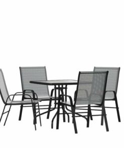 Flash Furniture - Brazos Outdoor Square Contemporary  5 Piece Patio Set - Gray