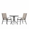 Flash Furniture - Brazos Outdoor Square Contemporary  3 Piece Patio Set - Brown