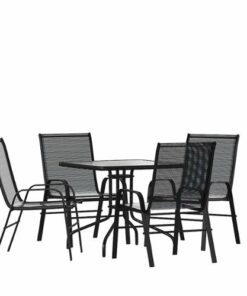 Flash Furniture - Brazos Outdoor Square Contemporary  5 Piece Patio Set - Black