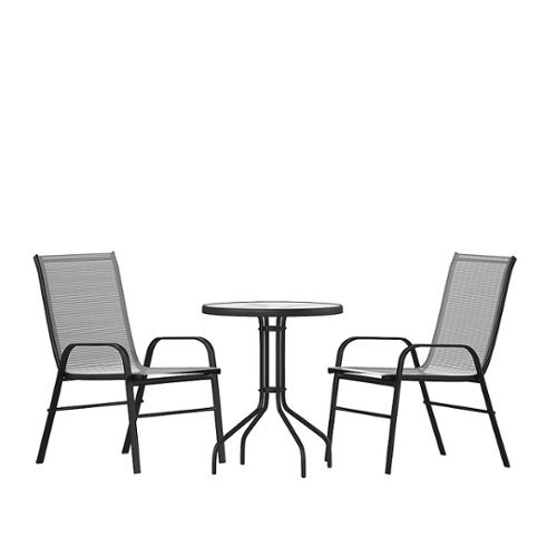Flash Furniture - Brazos Outdoor Round Contemporary  3 Piece Patio Set - Gray