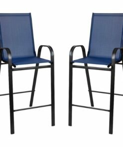 Flash Furniture - Brazos Modern Fabric Patio Barstool (set of 2) - Navy