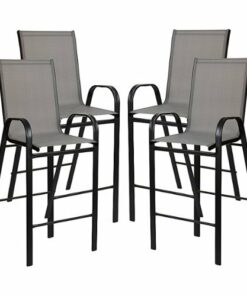 Flash Furniture - Brazos Modern Fabric Patio Barstool (set of 4) - Gray