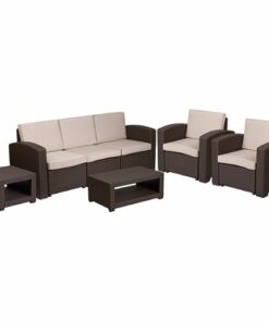 Flash Furniture - Seneca Outdoor  Contemporary Resin 5 Piece Patio Set - Chocolate Brown