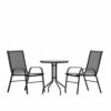 Flash Furniture - Brazos Outdoor Round Contemporary  3 Piece Patio Set - Black