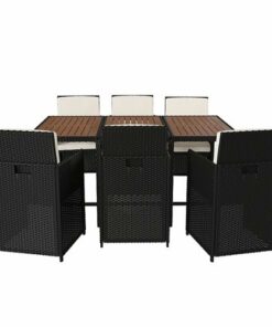 Flash Furniture - Peregrine Outdoor Rectangle Modern Wicker/Rattan 7 Piece Patio Set - Natural/Black
