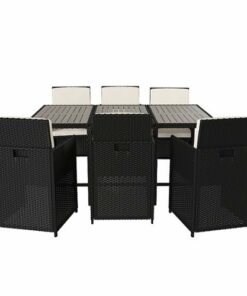 Flash Furniture - Peregrine Outdoor Rectangle Modern Wicker/Rattan 7 Piece Patio Set - Gray/Black