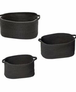Honey-Can-Do - 3pc Cotton Coil Baskets - Black
