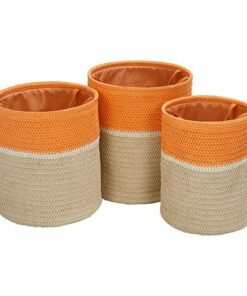 Honey-Can-Do - Set of 3 Paper Straw Nesting Baskets with Handles - Natural