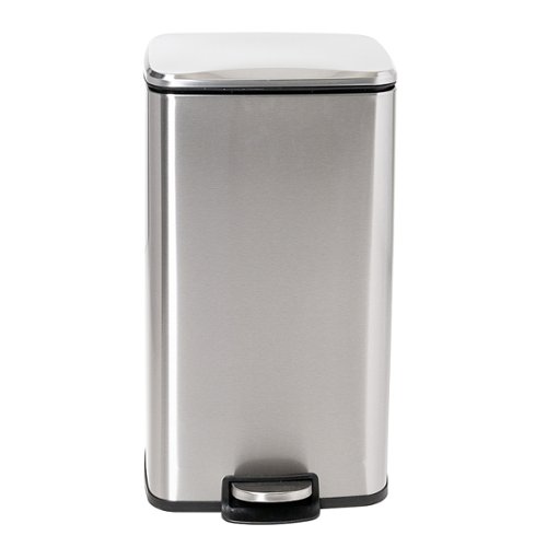 Honey-Can-Do - Set of Stainless Steel Step Trash Cans with Lid - Silver