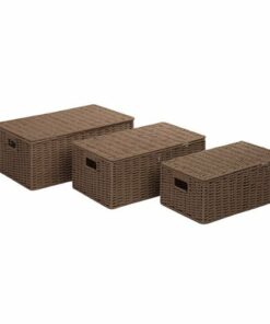 Honey-Can-Do - 3-Piece Paper Rope Cord Basket Set - Brown
