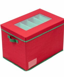 Honey-Can-Do - Christmas Tree Lights Storage Box With Handles - Red