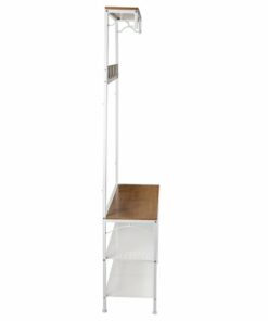 Honey-Can-Do - Coat Rack Bench with Shoe Storage and Top Shelf - White
