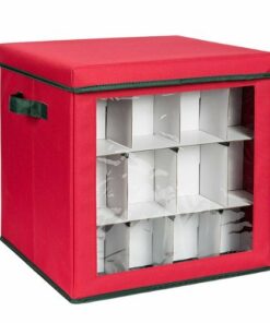 Honey-Can-Do - 48-Ornament Storage Box - Red