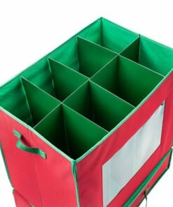 Honey-Can-Do - Holiday Decorations Storage Box With Handles - Red
